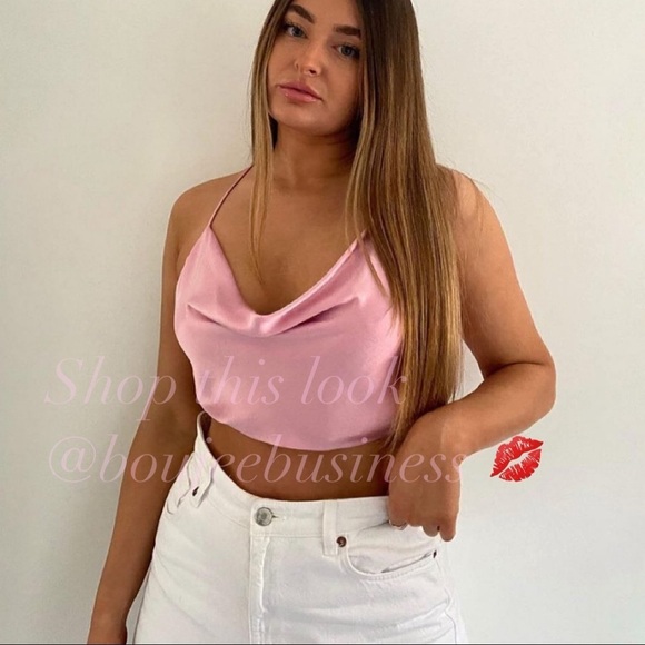 ZARA Satin Effect Pink Crop Top - Picture 3 of 14